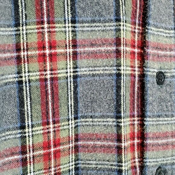 LL Bean Men's Gray Red Plaid Cotton Flannel Button Down Shirt Size M - Picture 6 of 8